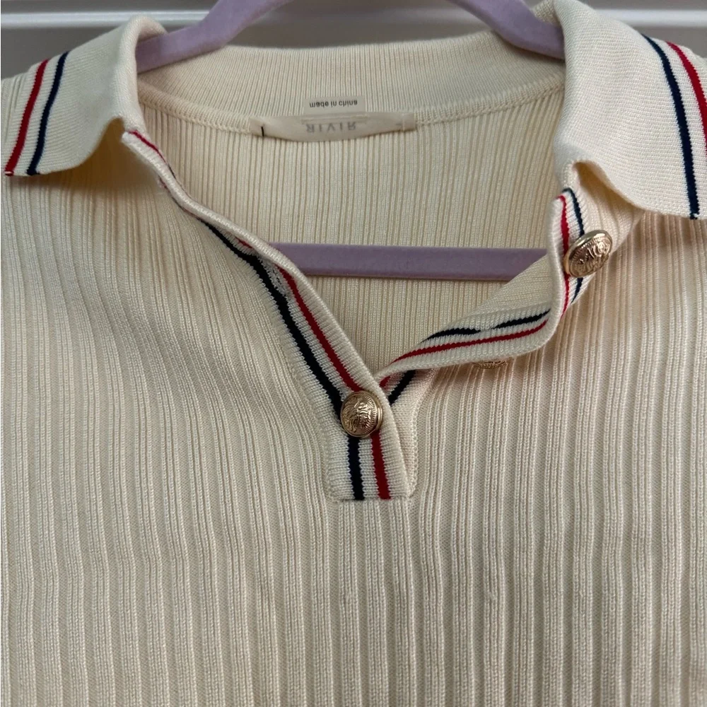 Knit Collar Two Piece Short Sleeve Top and Mini Skirt Matching Set - Picture 8 of 15